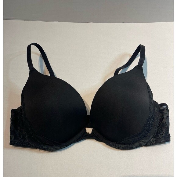 Gilligan & O’Malley Favorite Plunge Push Up Bra Black Size 34C - Picture 1 of 7